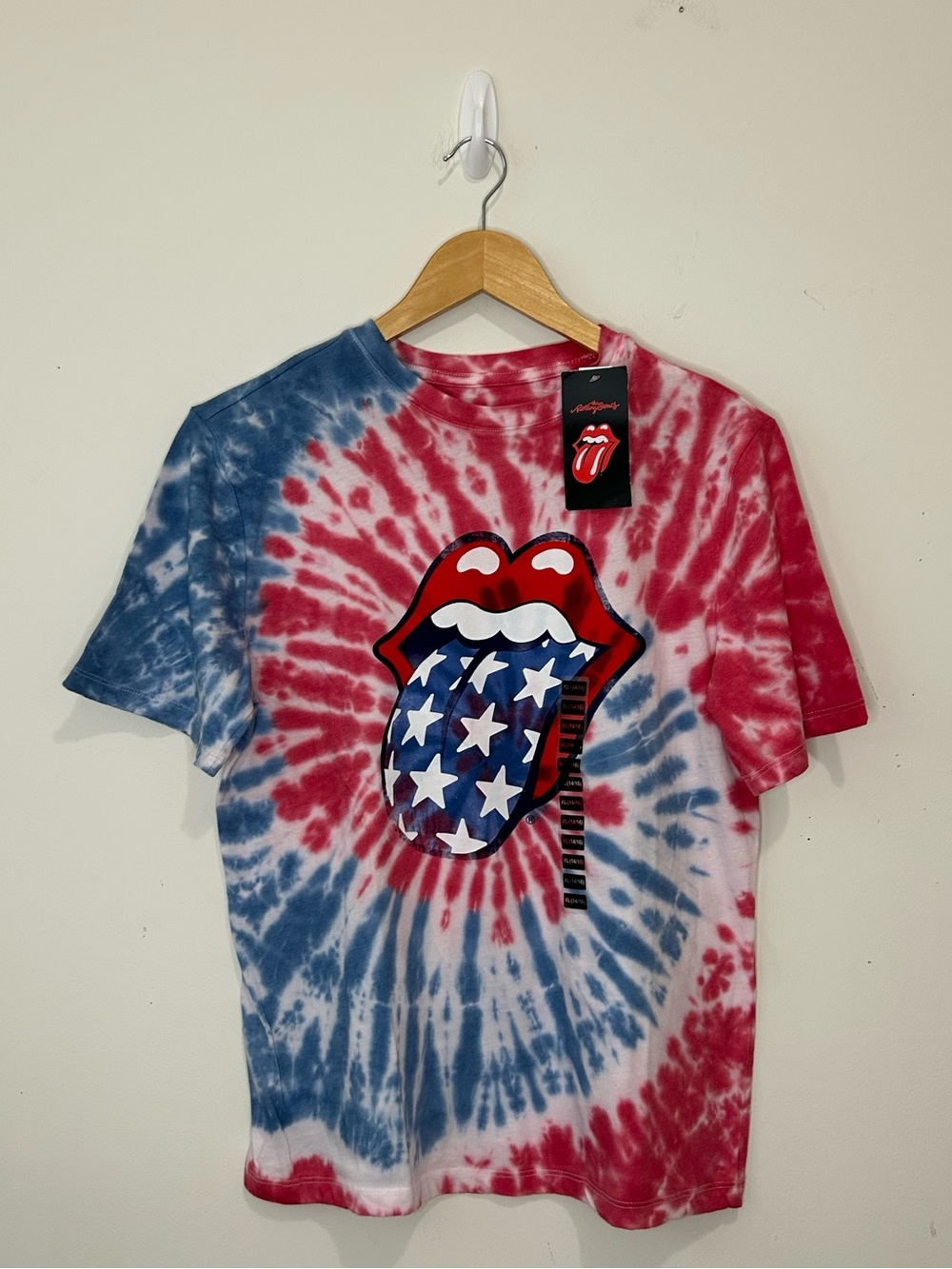 Rolling Stones Boys XL (14/16) Red White Blue Tie-Dye Tongue Logo T-Shirt